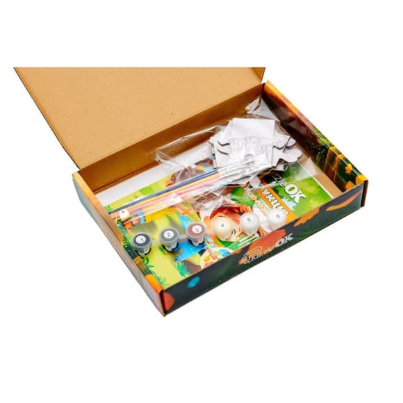 Деревʼяний пазл-розмальовка А5 "Корівка" Puz-22936 пензлик, фарби, клейка плівка