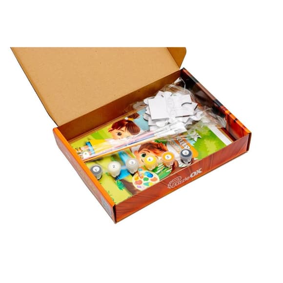 Деревянный пазл-раскраска А5 "Котик" Puz-22938 кисточка, краски, клейкая пленка