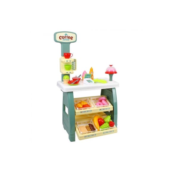 Ігровий дитячий набір "Кав'ярня" 9765TXK прилавок з полицями, іграшкові солодощі