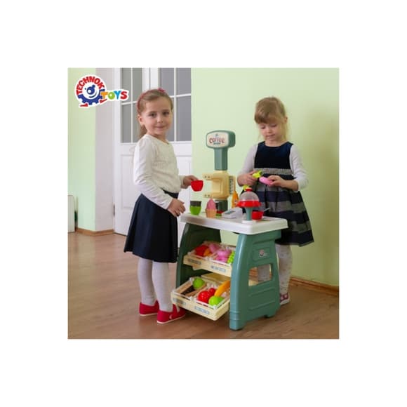 Ігровий дитячий набір "Кав'ярня" 9765TXK прилавок з полицями, іграшкові солодощі
