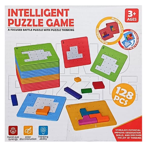  Дитяча дерев'яна логіка-вкладиш ME-165, 128 елементів