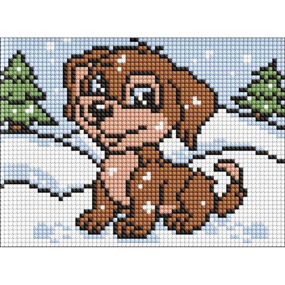 Алмазна мозаїка без підрамника для дітей "Грайливий песик" AMM1043, 15х20 см