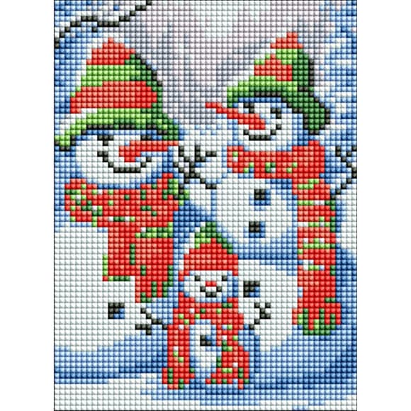 Алмазная мозаика без подрамника для детей "Волшебные снеговики" AMM1071, 15х20 см