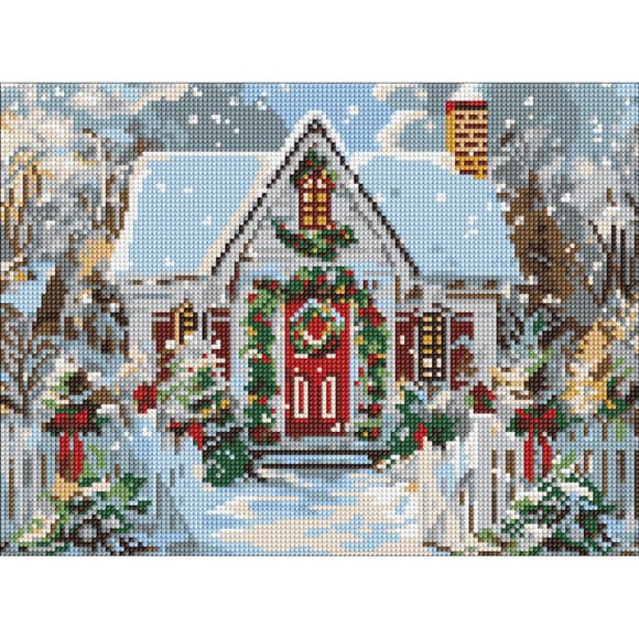 Алмазная мозаика "Рождественский домик" AMO8103, 30х40 см