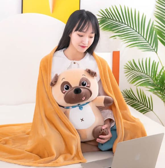 Детская мягкая игрушка "Собачка" L1130 игрушка с пледом, размер 50 см