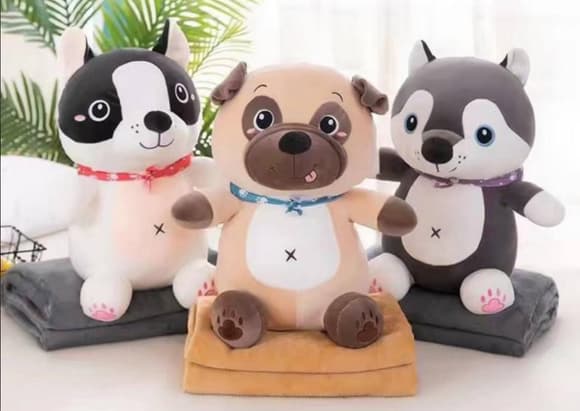 Детская мягкая игрушка "Собачка" L1130 игрушка с пледом, размер 50 см