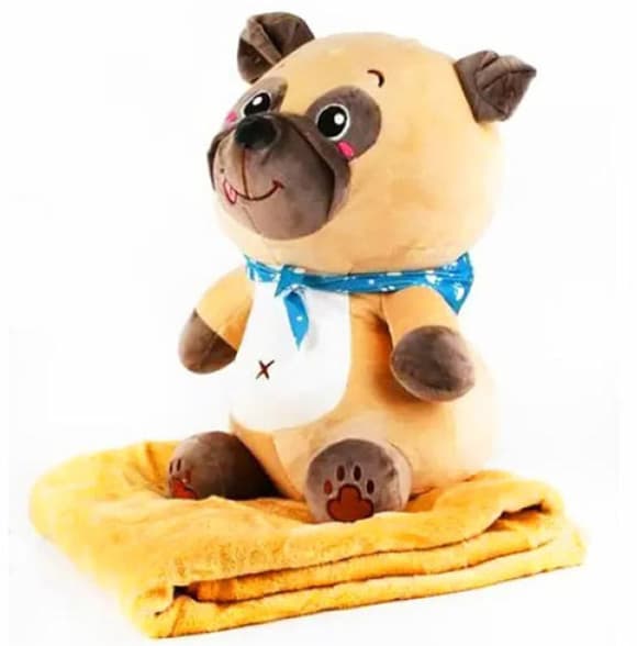 Детская мягкая игрушка "Собачка" L1130 игрушка с пледом, размер 50 см