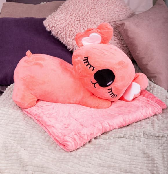 Дитяча м'яка іграшка "Коала" L1129(Pink) іграшка з пледом, розмір 50 см