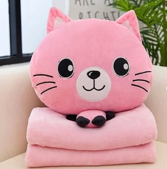 Детская мягкая игрушка "Кошечка" L1128(Pink) игрушка с пледом, размер 40 см