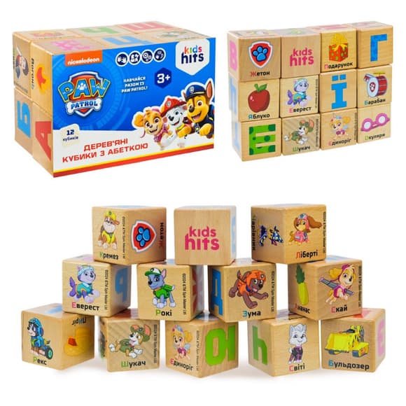 Детский набор деревянных кубиков "Paw Patrol" KH20/046 размер 4 см