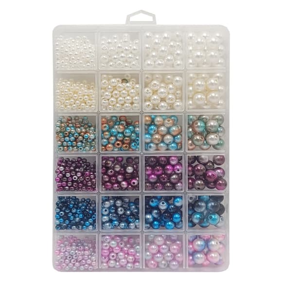 Набор для творчества "Бисер" 1199-84 бусины, резинка, пластиковая коробка