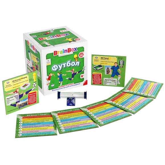 Карточная игра Brainbox "Футбол" Yago BZZBRFB02UA 55 карточек 1 игральный кубик