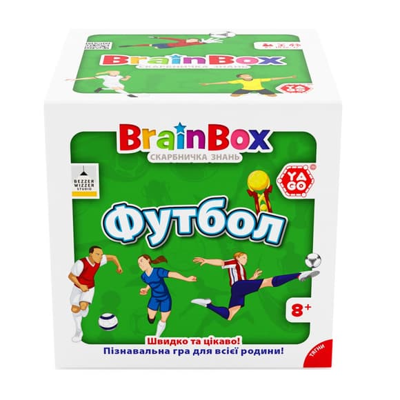 Карточная игра Brainbox "Футбол" Yago BZZBRFB02UA 55 карточек 1 игральный кубик