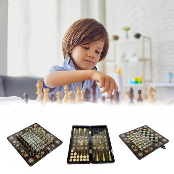 Набор на стольных игр "Шахматы 3 в 1" Set3 NE-SP-SET-14 нарды, шашки, 40х40 см