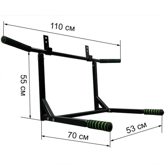 Турник-брусья настенный "Iron" NE-TR-2B 2 в 1 с мягкими ручками черный