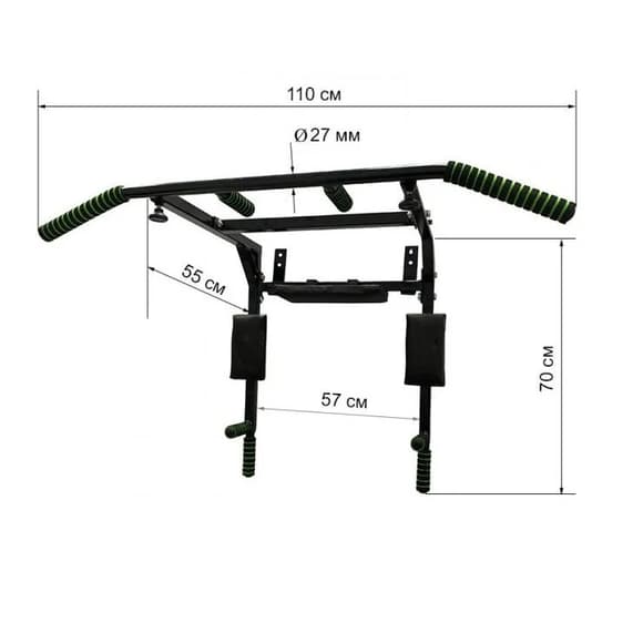 Турнік-бруси настінний Iron 4 в 1 з м'якими ручками чорний NE-TR-4B