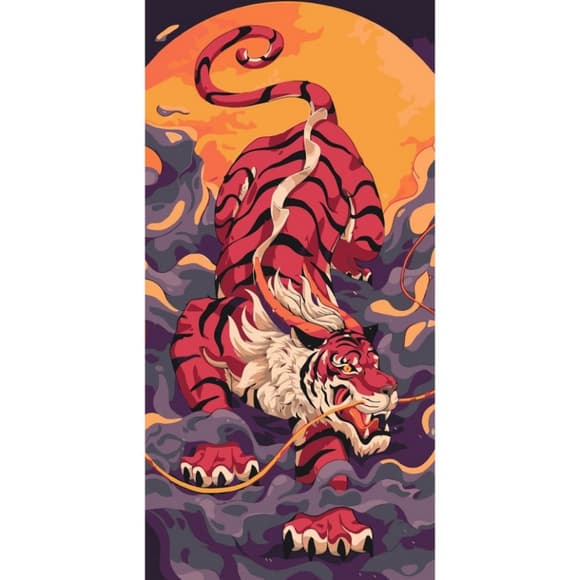 Картина за номерами "Тигр, що підкрадається" 11593-AC 40х80 см                                                 