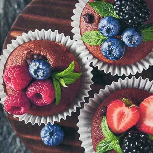 Алмазная мозаика "Кексы с ягодами" HEE16351 30х30 см