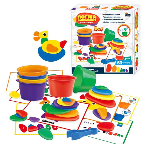 Детская обучающая игра "Логика и мышление" 69481, 63 элемента, карточки с заданием