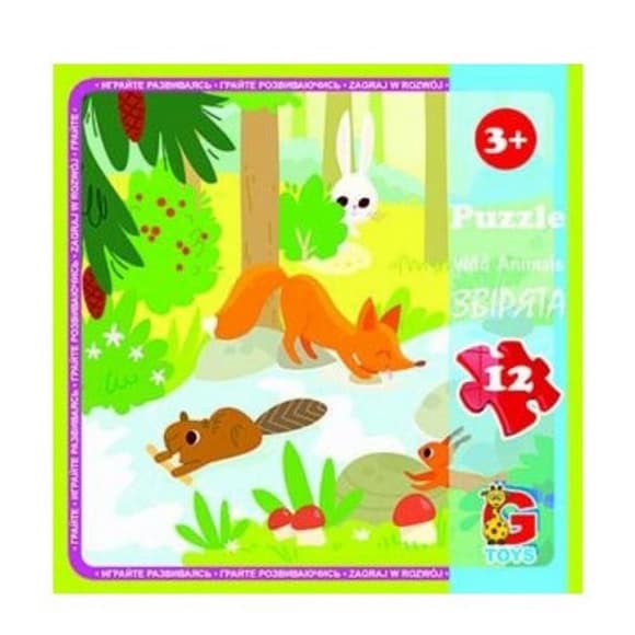 Детский пазл "Лесные жители" LR07, 12 элементов