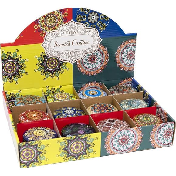 Ароматическая свеча "Орнамент" 8649O в железной баночке, в ассортименте