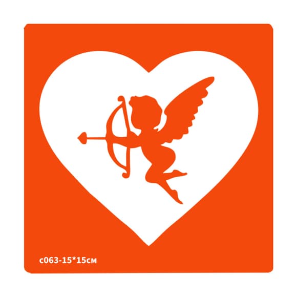 Трафарет для био-тату Сердечко c063_pr-15*15см, размер 15х15см