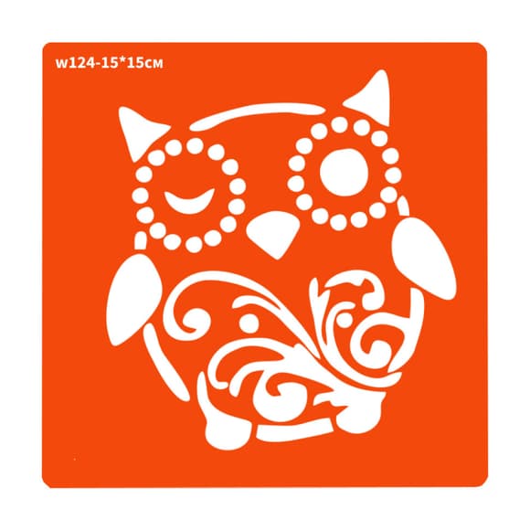 Трафарет для біо-тату Зимова сова w124-15*15см, розмір 15х15см