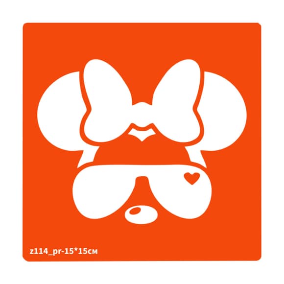 Трафарет для біо-тату Мінні Маус z114_pr-15*15см, розмір 15х15см