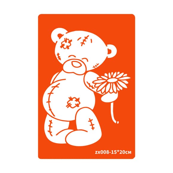 Трафарет для био-тату Мишка zx008-15*20см, размер 15х20см