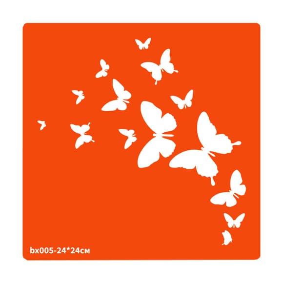 Трафарет для био-тату Бабочки bx005-24*24см, размер 24х24см