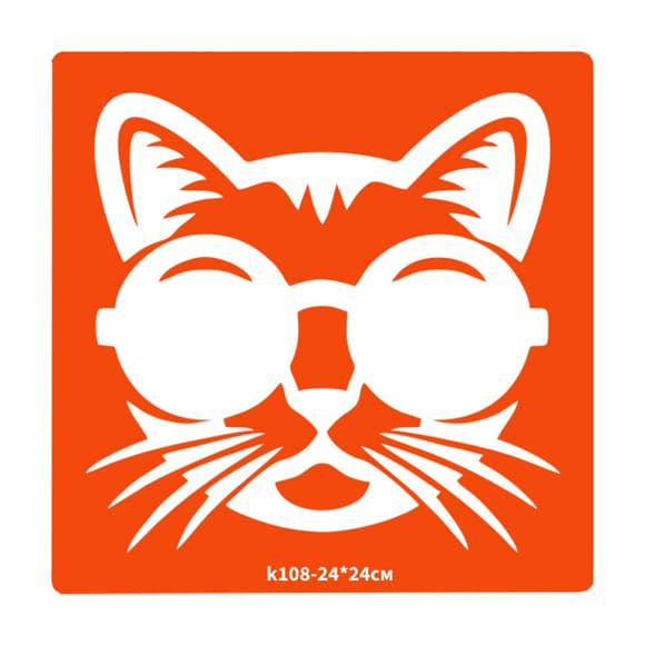 Трафарет для біо-тату Котик k108-24*24см, розмір 24х24см