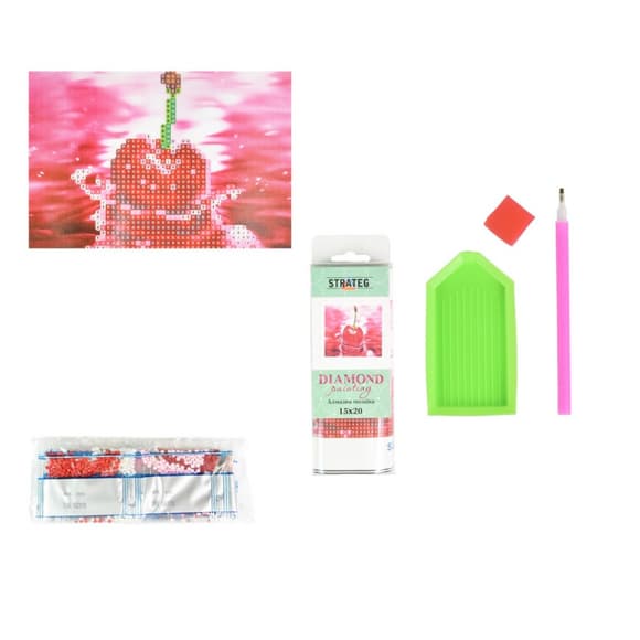 Алмазная мозаика "Вишня в водяном отражении" YAB20791 без подрамника, не полная выкладка 10х15 см