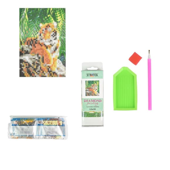 Алмазная мозаика "Тигр в своем владычестве" YAB27430 без подрамника, не полная выкладка 10х15 см