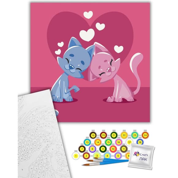 Картина за номерами "Закохані кошенята" 15582-AC 40x40 см                                                      