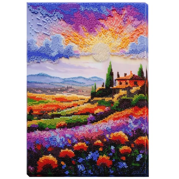 Набор для вышивания бисером "Вечереет над лугом" AB-938 на натуральном холсте 