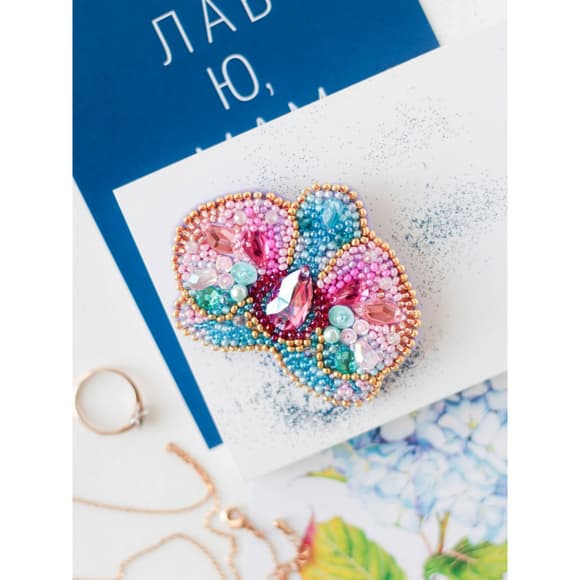 Набір для вишивання бісером прикраси "Орхідея" AD-212 на натуральному полотні