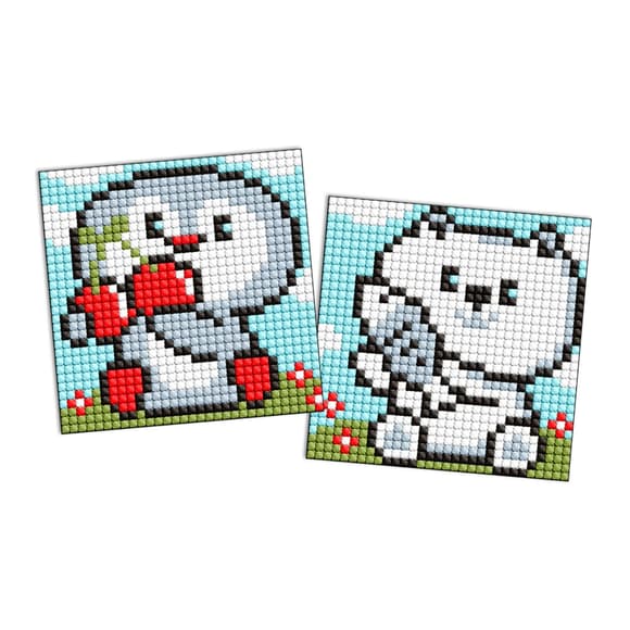 Алмазная мозаика "Пингвин и медвежонок" Идейка AMG1092 9x9 см