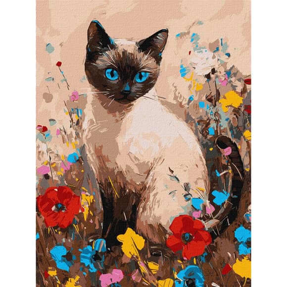 Картина за номерами "Кішечка у квітах" Ідейка KHO6694 30х40 см                                        