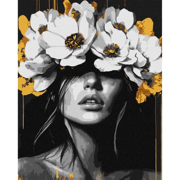 Картина за номерами "Пелюсткова гармонія" Ідейка KHO8506 40х50 см, з фарбами металік              