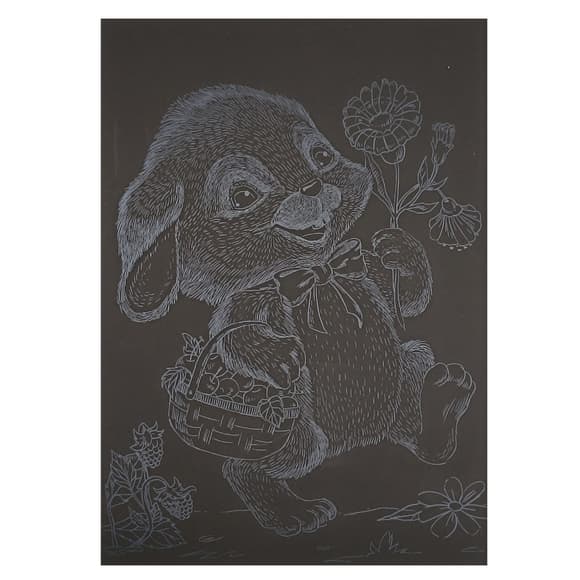 Гравюра А5 "Зайчик на прогулянці" ГрА5с-23 економ-варіант у пакеті 21 х 14,8 см