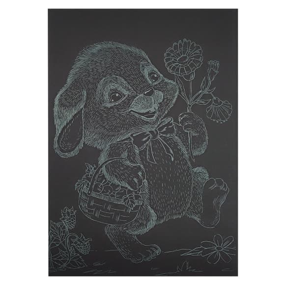 Гравюра А5 "Зайчик на прогулке" ГрА5з-7 эконом вариант в пакете 21 х 14,8 см