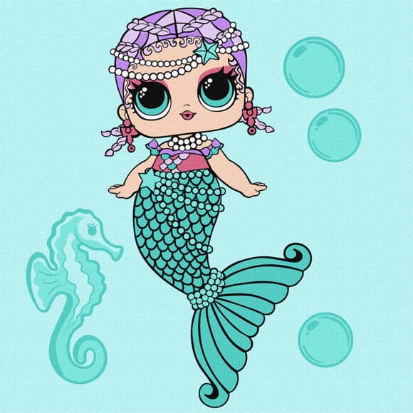 Картина по номерам "L.O.L. Surprise! Mermaids Merbaby" KHO6262, 40х40 см