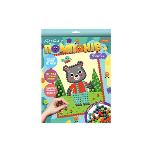 Набір для творчості мозаїка з помпонів "Ведмедик" НТ-35-2