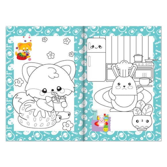 Книжка раскраска "Каваи" РМ-48-42 с цветными подсказками