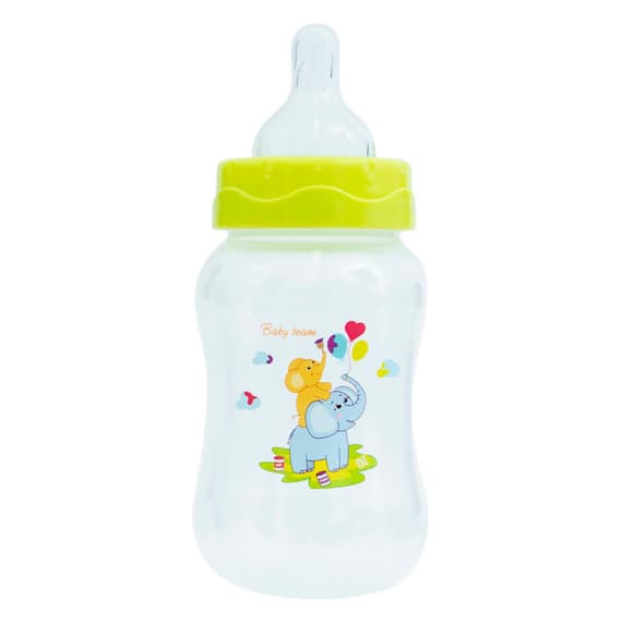 Пляшечка для годування з широким горлом та силіконовою соскою 1002 зелений 250 мл