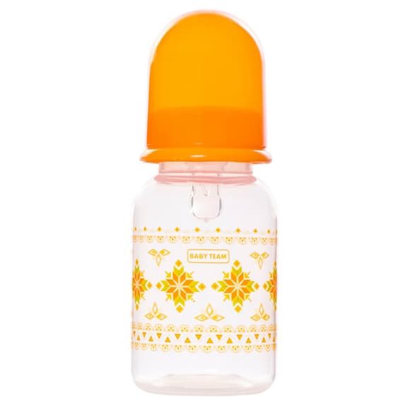 Пляшечка для годування з силіконовою соскою 1400_помаранчевий 125 мл