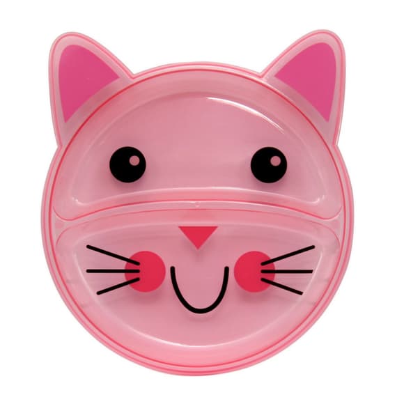 Детская секционная тарелочка "Кот" 6000_кіт_рожевий