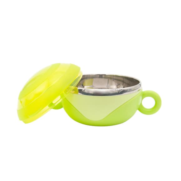 Тарелка глубокая с крышкой и ручками 6092 из нержавеющей стали