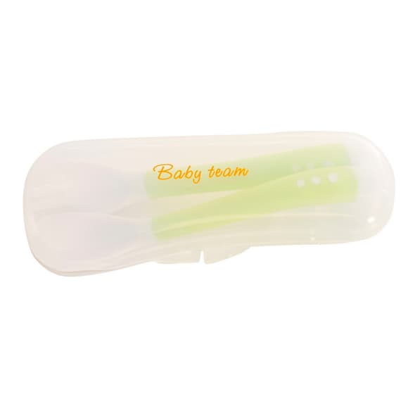 Дитячий набір для годування 6105_зелений (виделочка та ложечка) в футлярі                                                