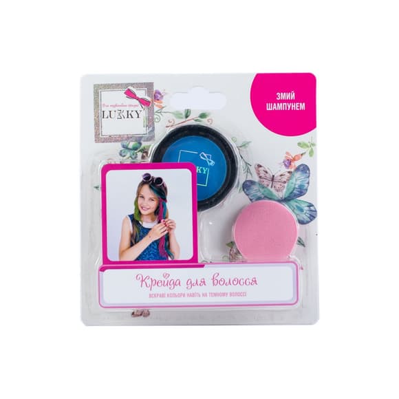 Детские пудровые мелки для волос T11916 со спонжем, голубой